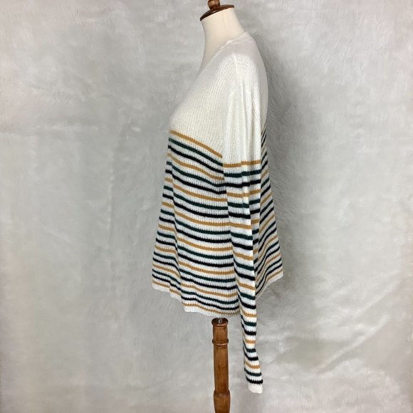 A.L.C. Meryl Wool Blend Ivory Multicolor Stripe Sweater L - Picture 3 of 8